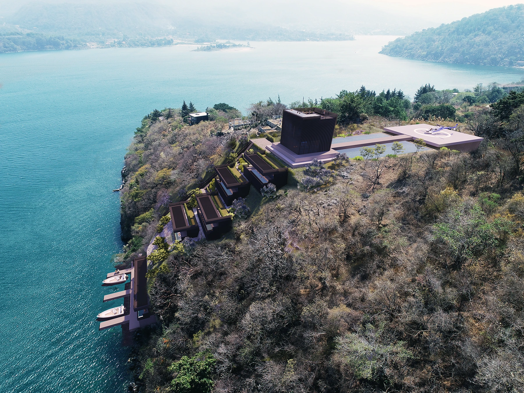 The LAVA property on its headland, Lake Atitlán
